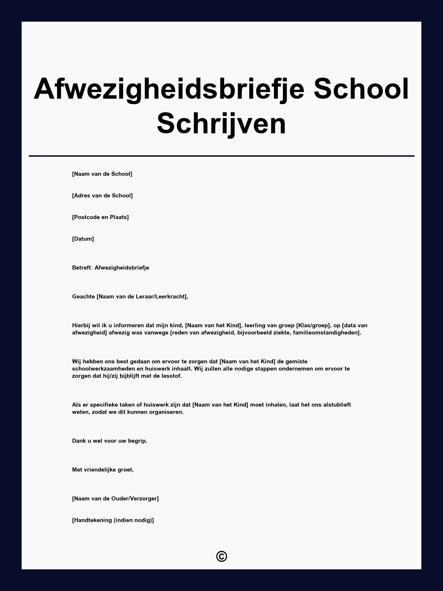 Afwezigheidsbriefje School Schrijven