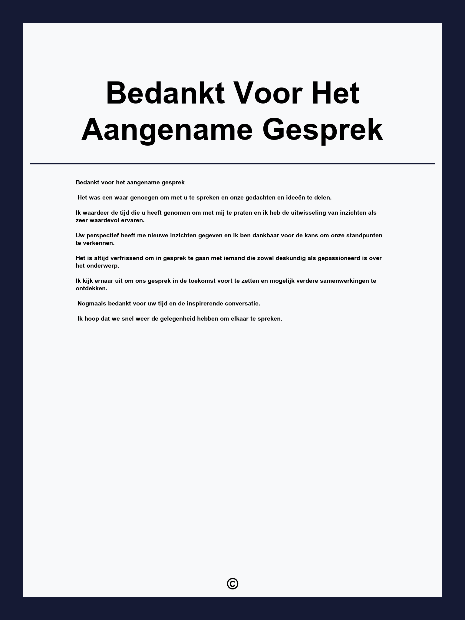 Bedankt Voor Het Aangename Gesprek