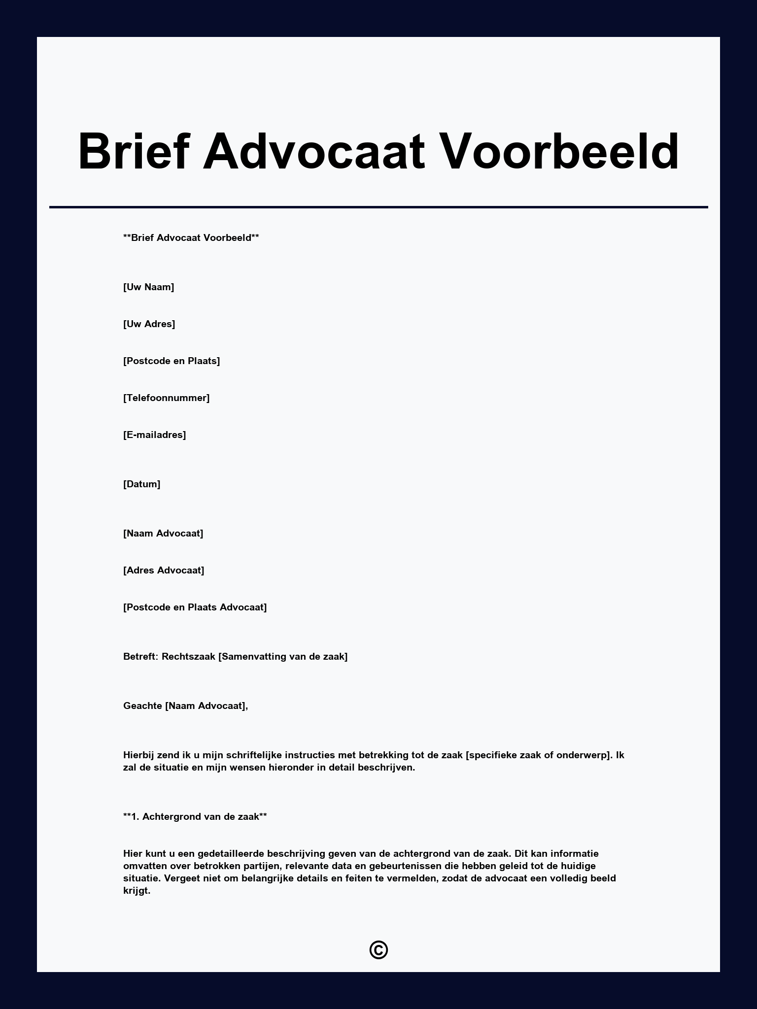Brief Advocaat Voorbeeld