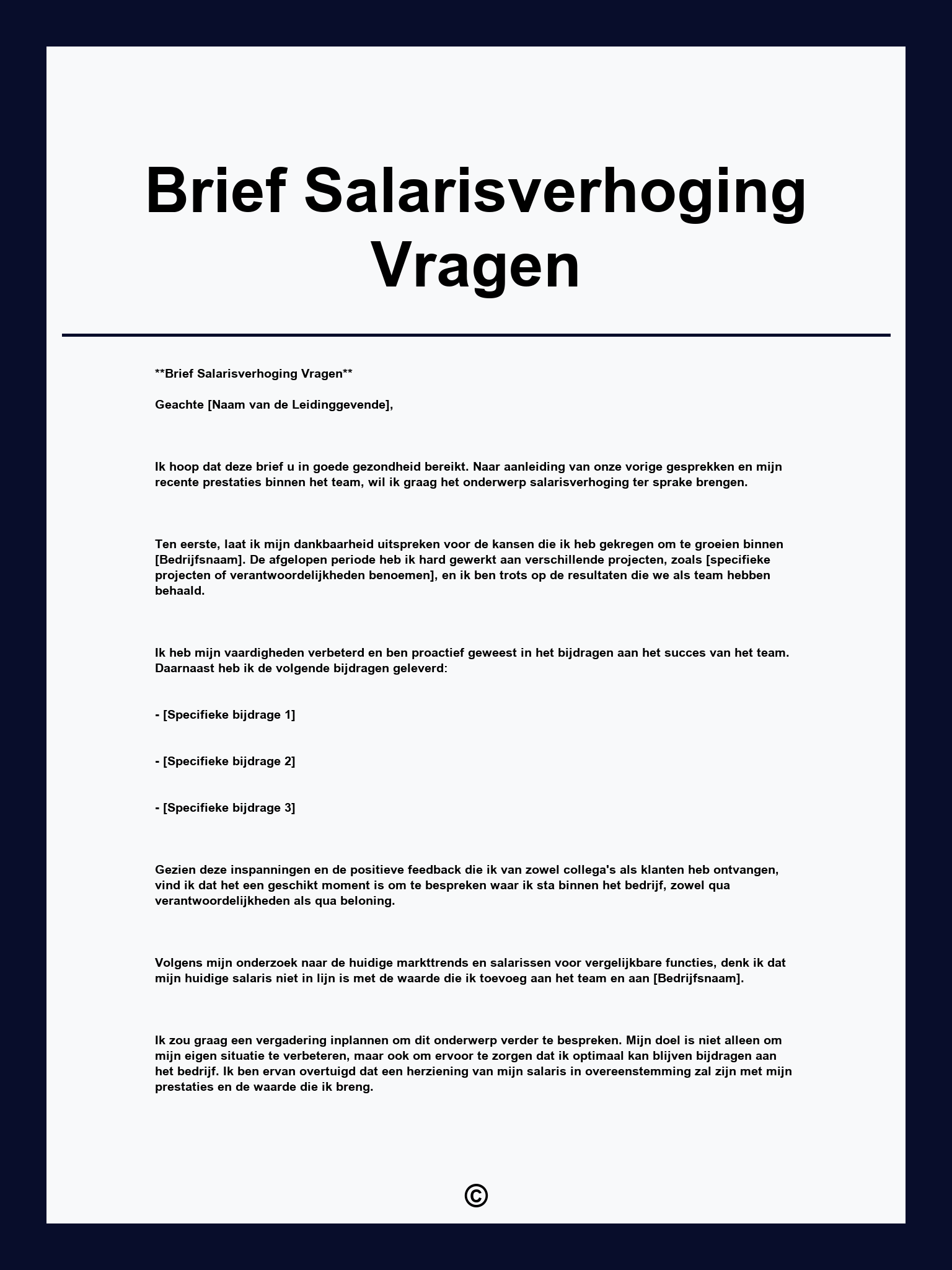 Brief Salarisverhoging Vragen