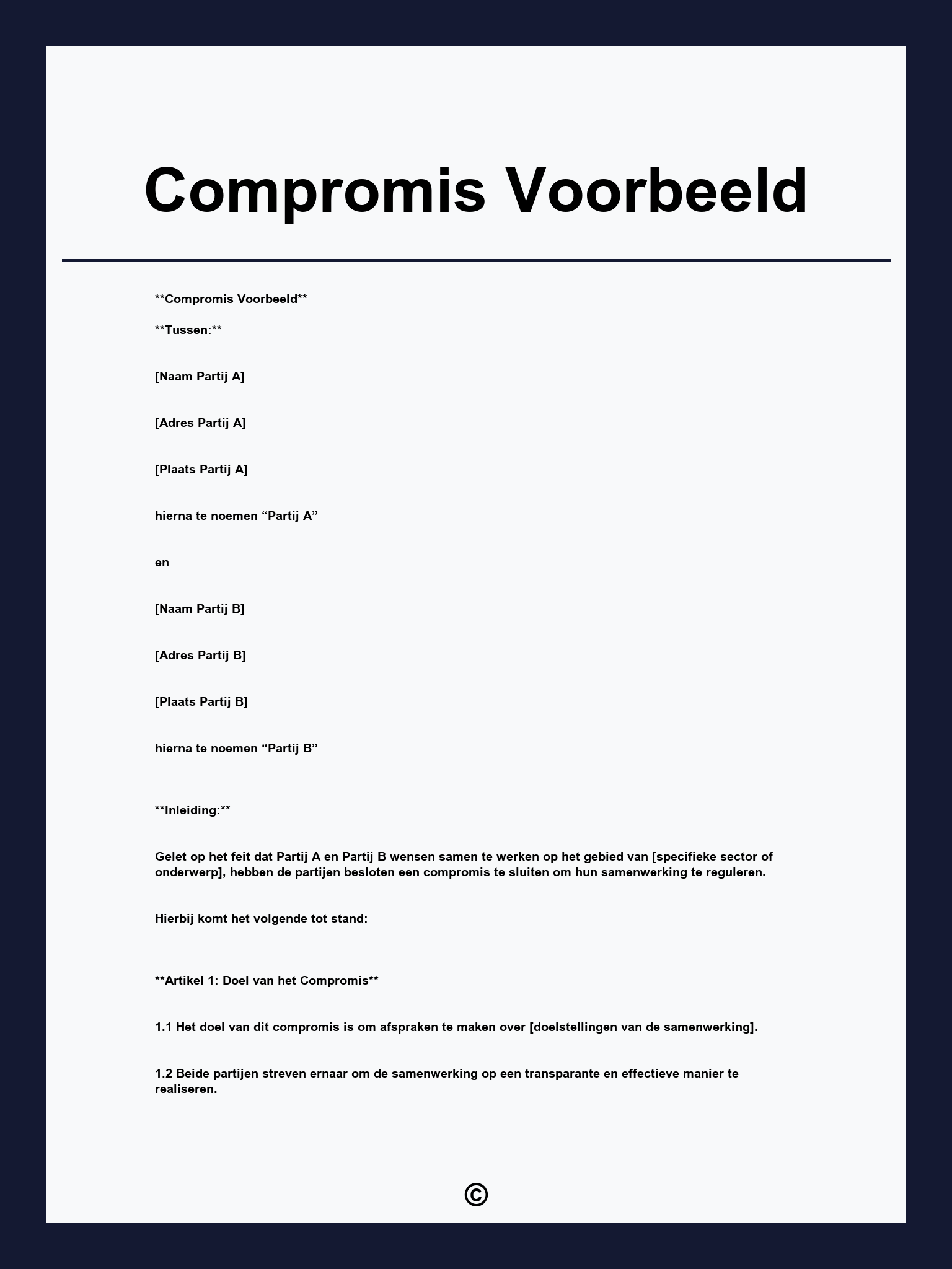 Compromis Voorbeeld