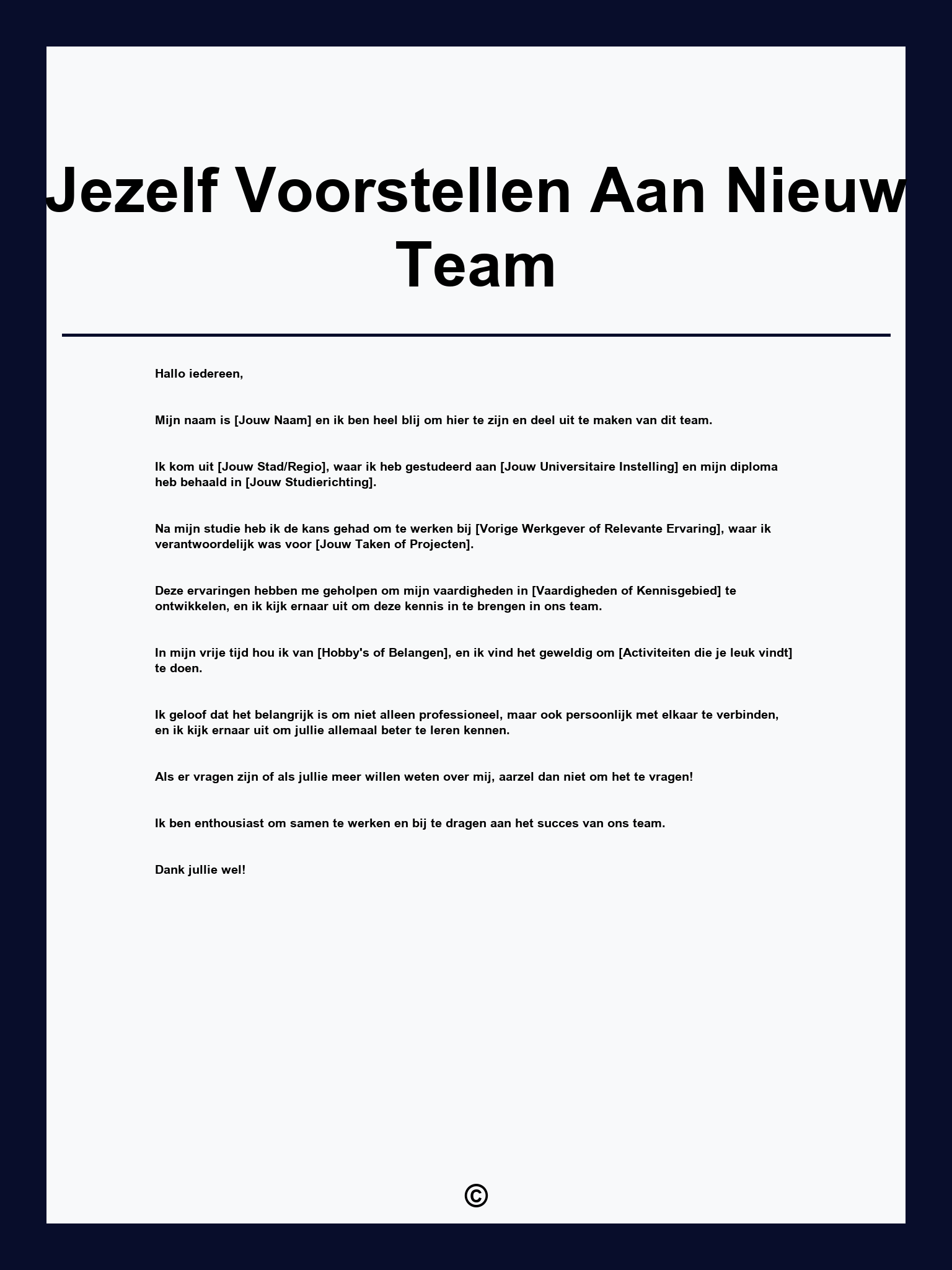 Jezelf Voorstellen Aan Nieuw Team