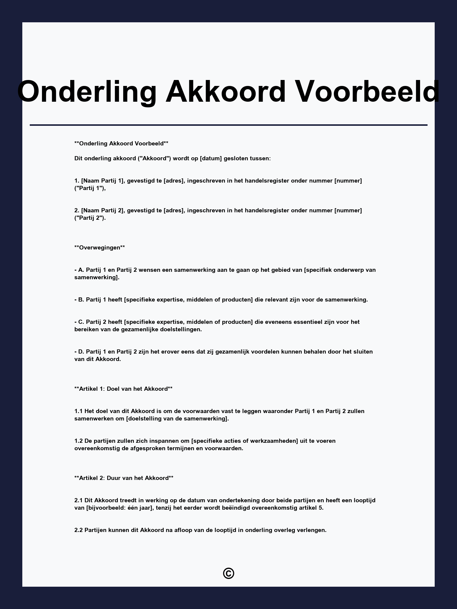 Onderling Akkoord Voorbeeld