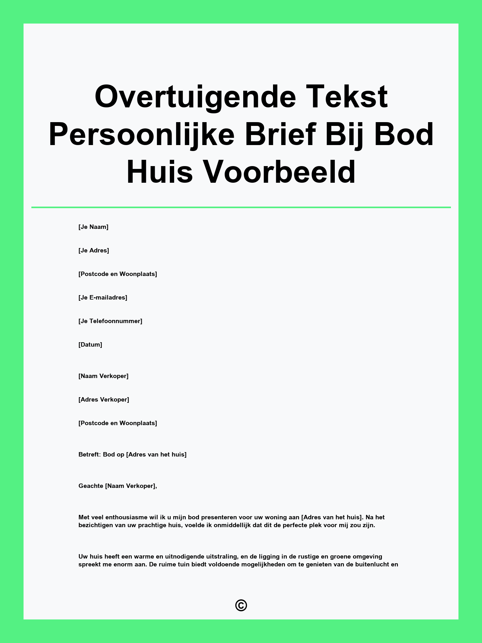 Overtuigende Tekst Persoonlijke Brief Bij Bod Huis Voorbeeld