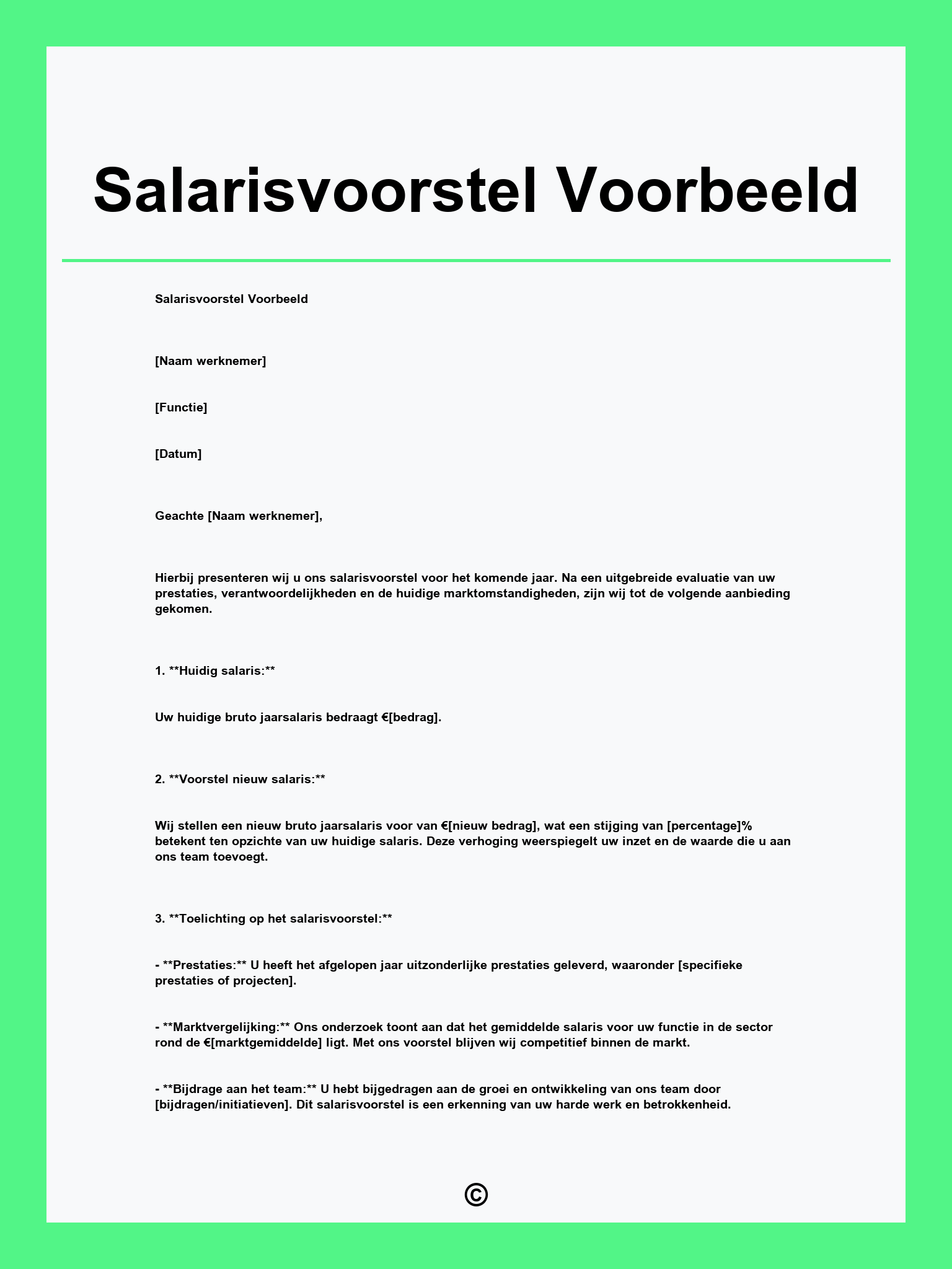 Salarisvoorstel Voorbeeld