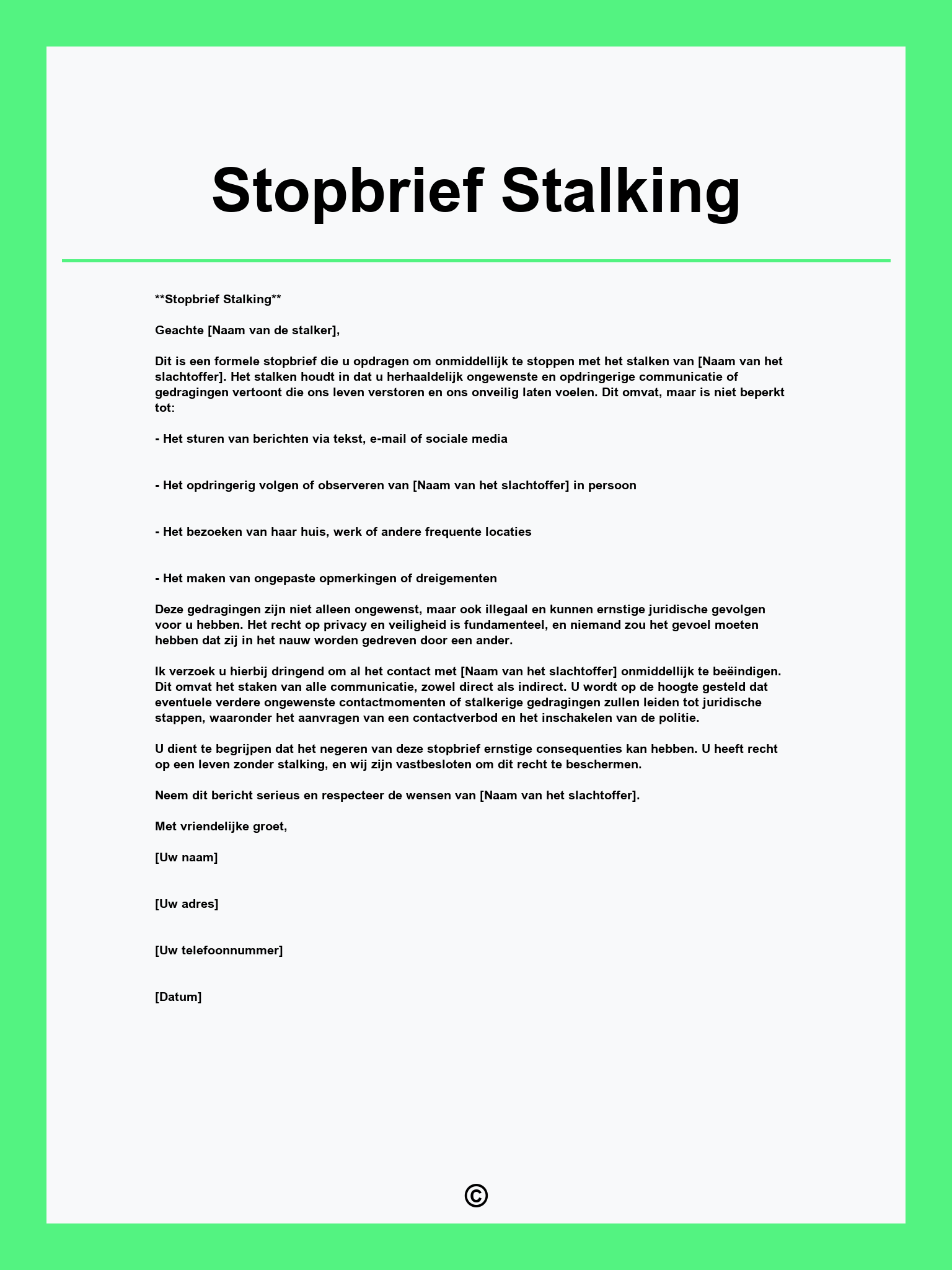 Stopbrief Stalking