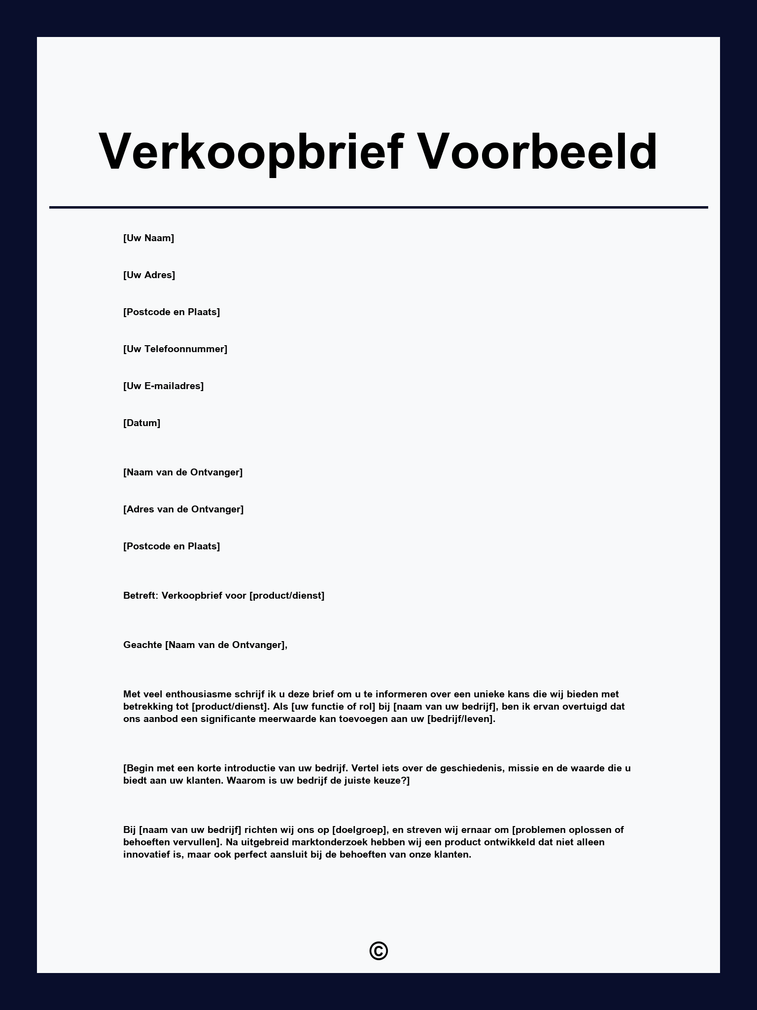 Verkoopbrief Voorbeeld