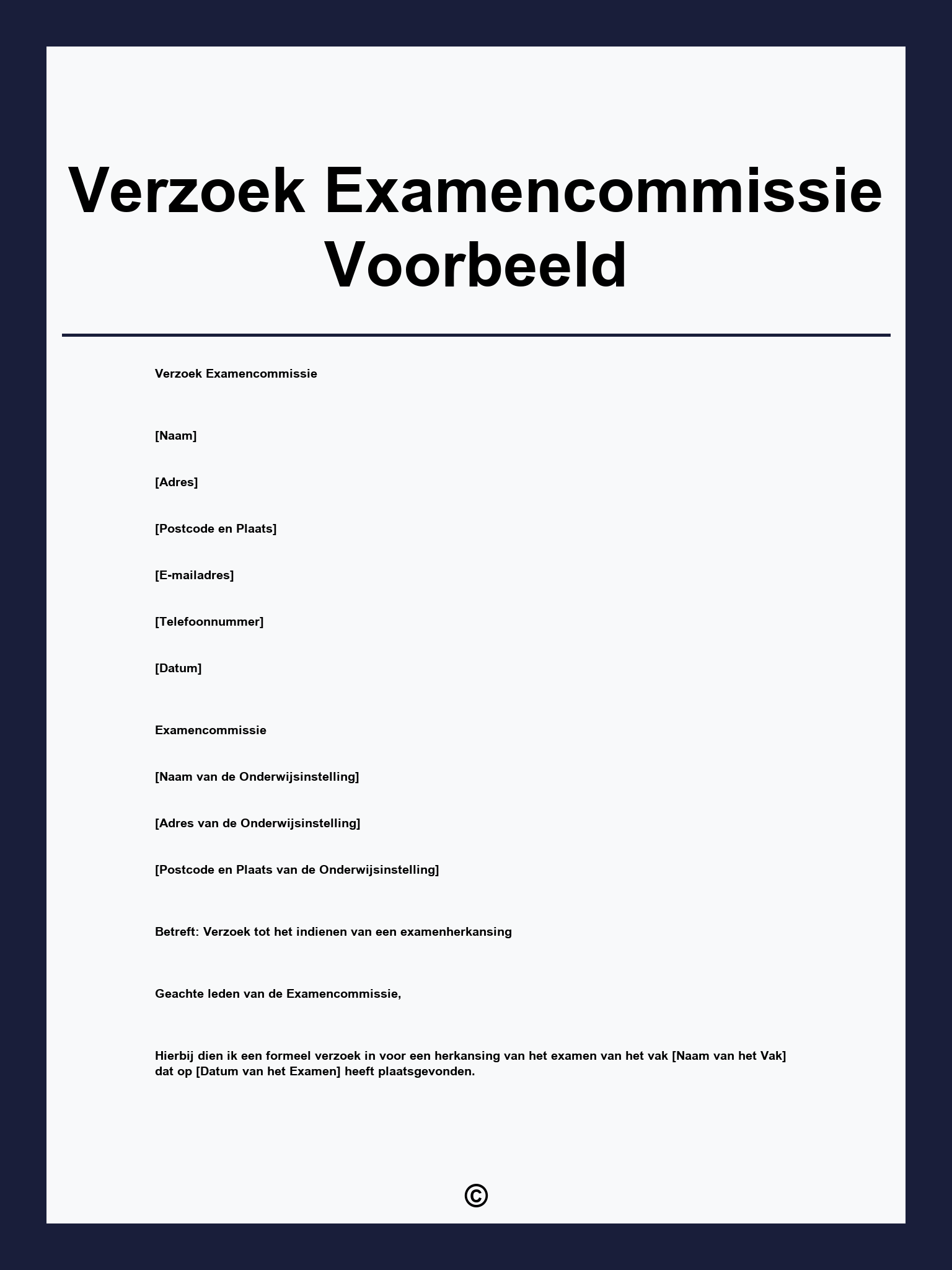 Verzoek Examencommissie Voorbeeld