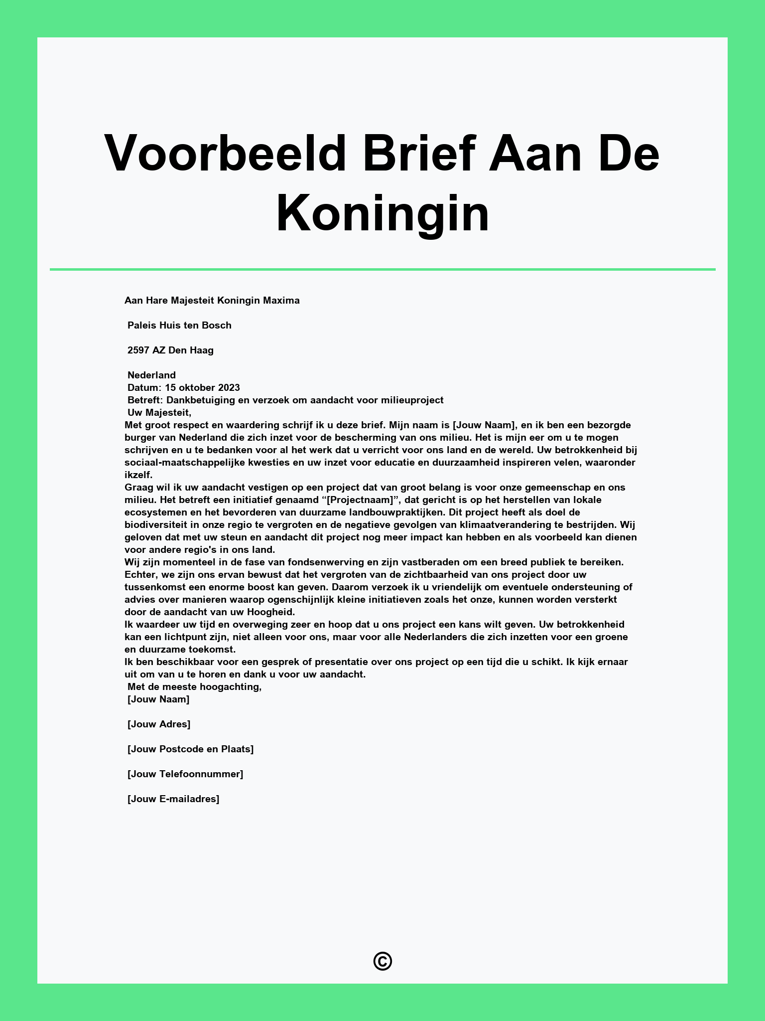 Voorbeeld Brief Aan De Koningin