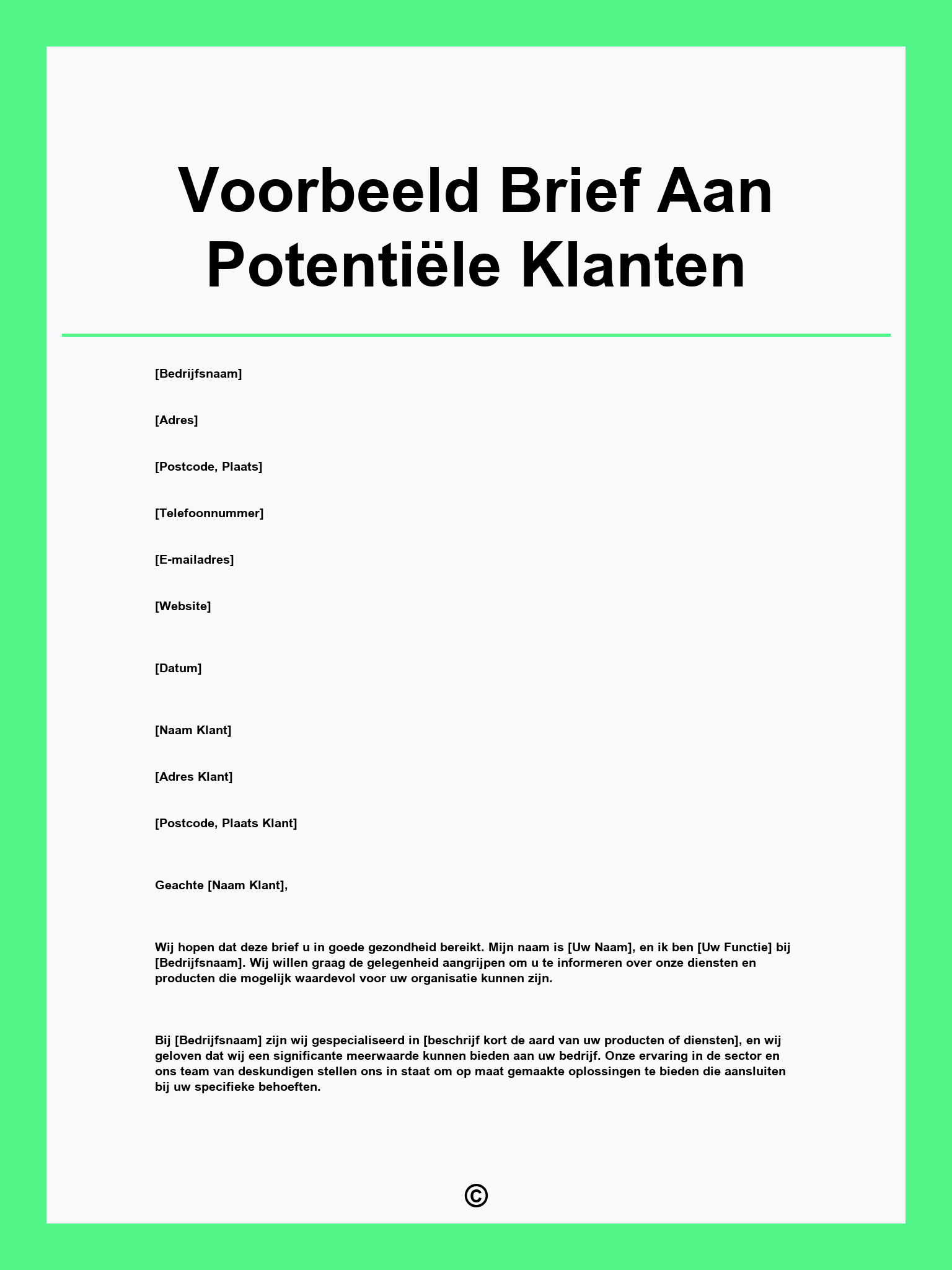 Voorbeeld Brief Aan Potentiële Klanten