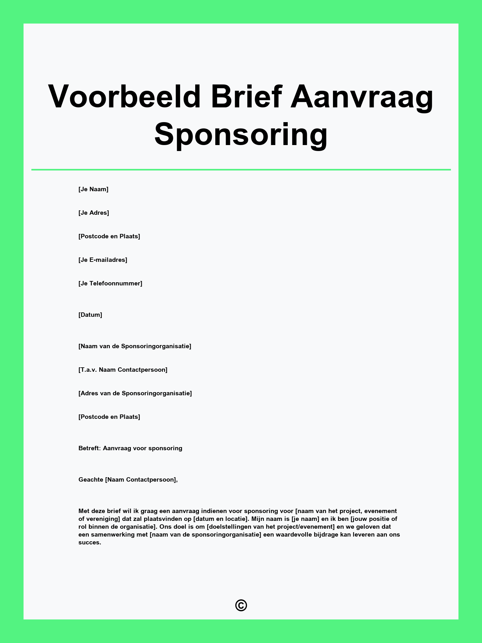 Voorbeeld Brief Aanvraag Sponsoring