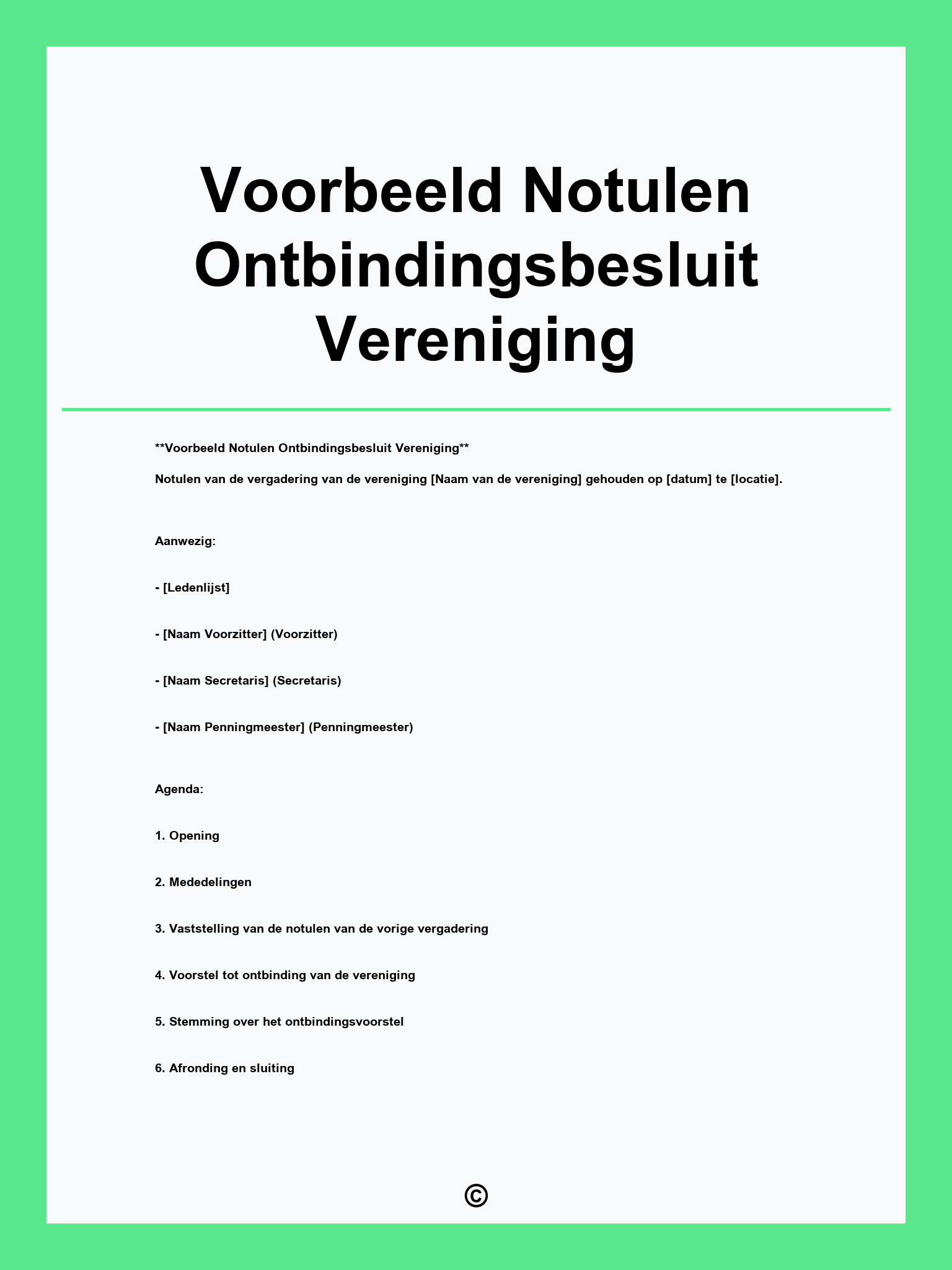 Voorbeeld Notulen Ontbindingsbesluit Vereniging