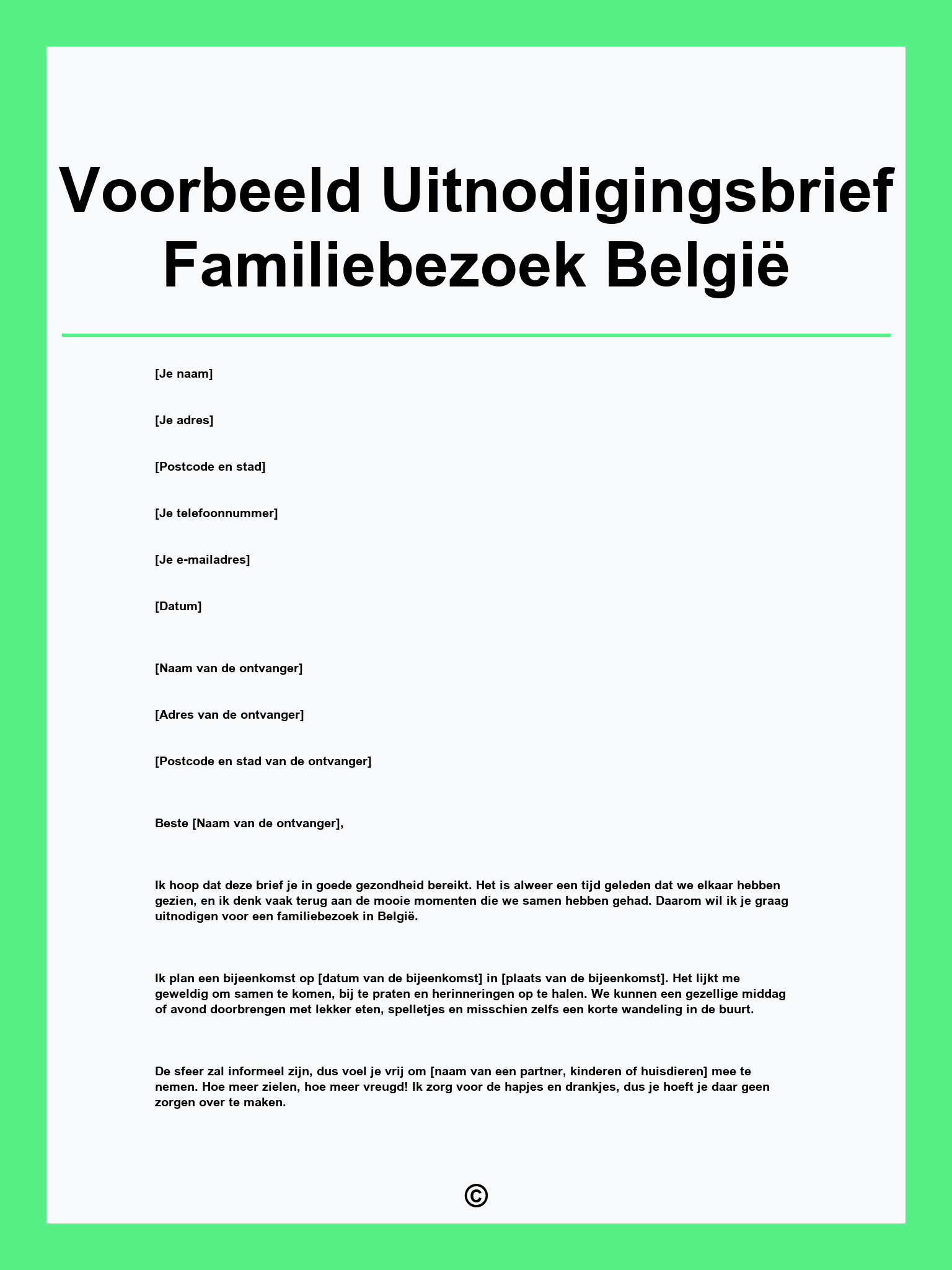 Voorbeeld Uitnodigingsbrief Familiebezoek België