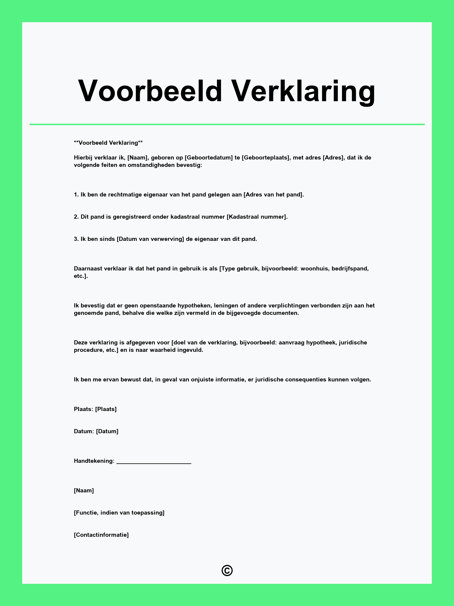 Voorbeeld Verklaring