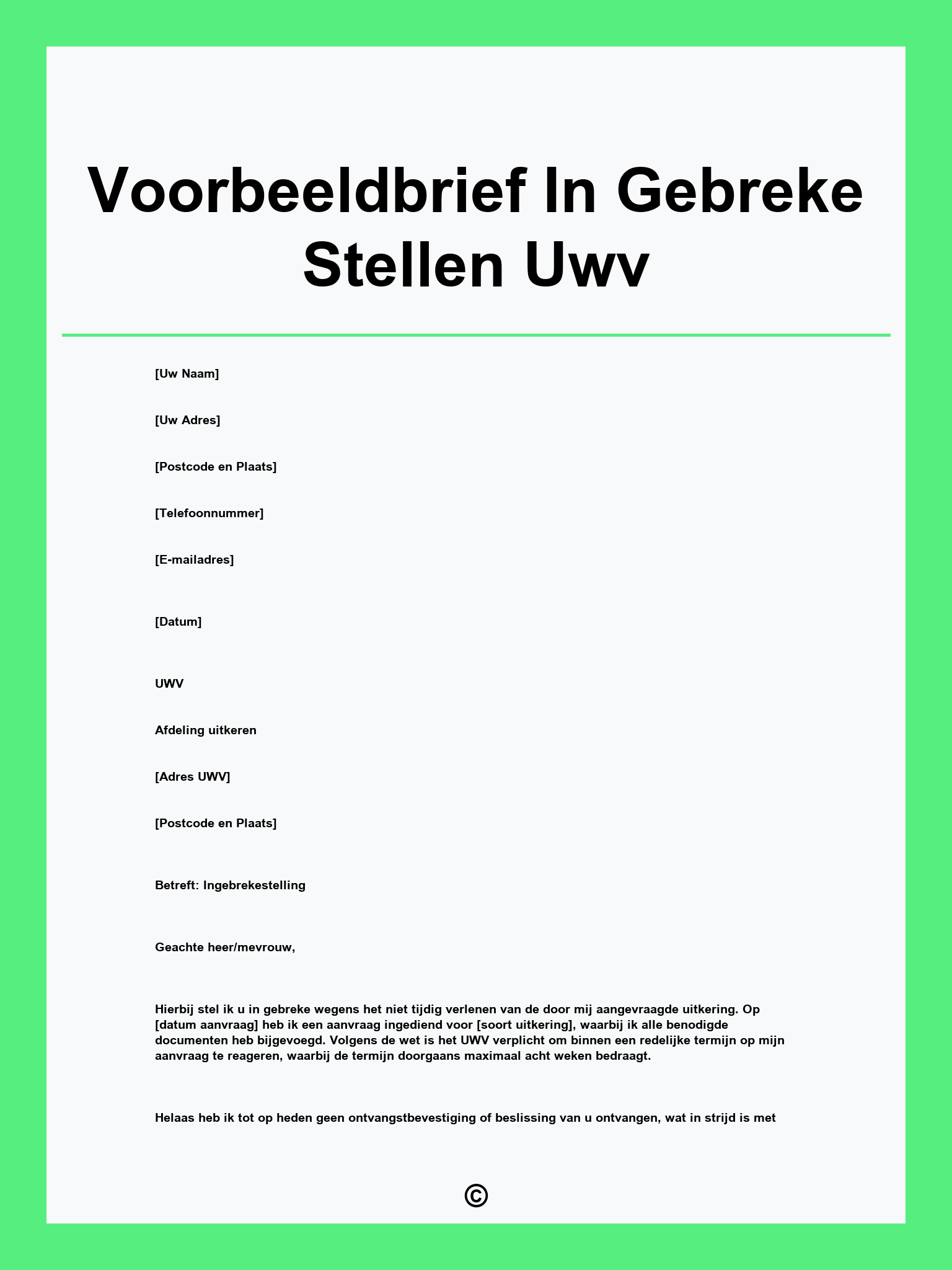 Voorbeeldbrief In Gebreke Stellen Uwv