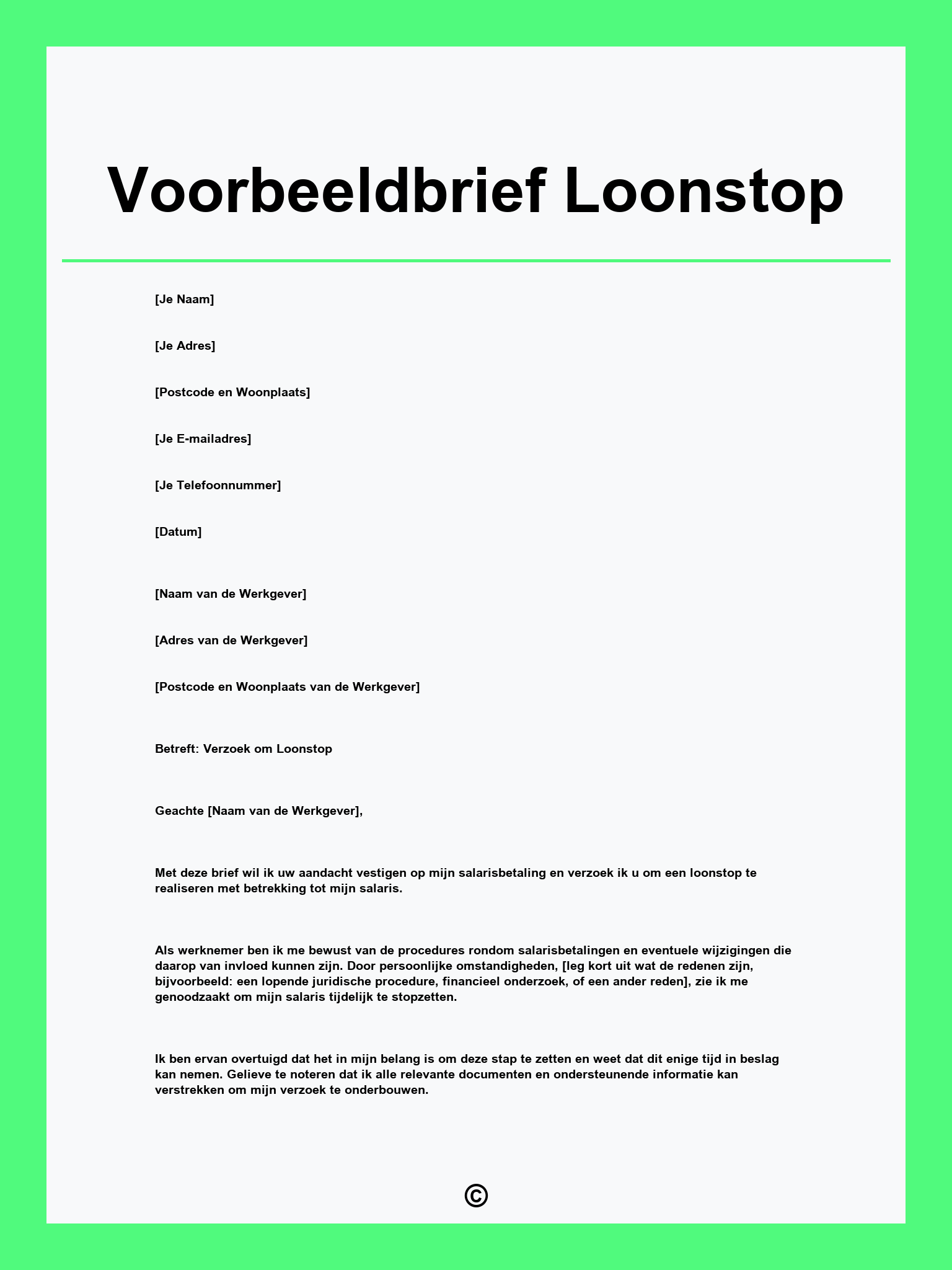 Voorbeeldbrief Loonstop