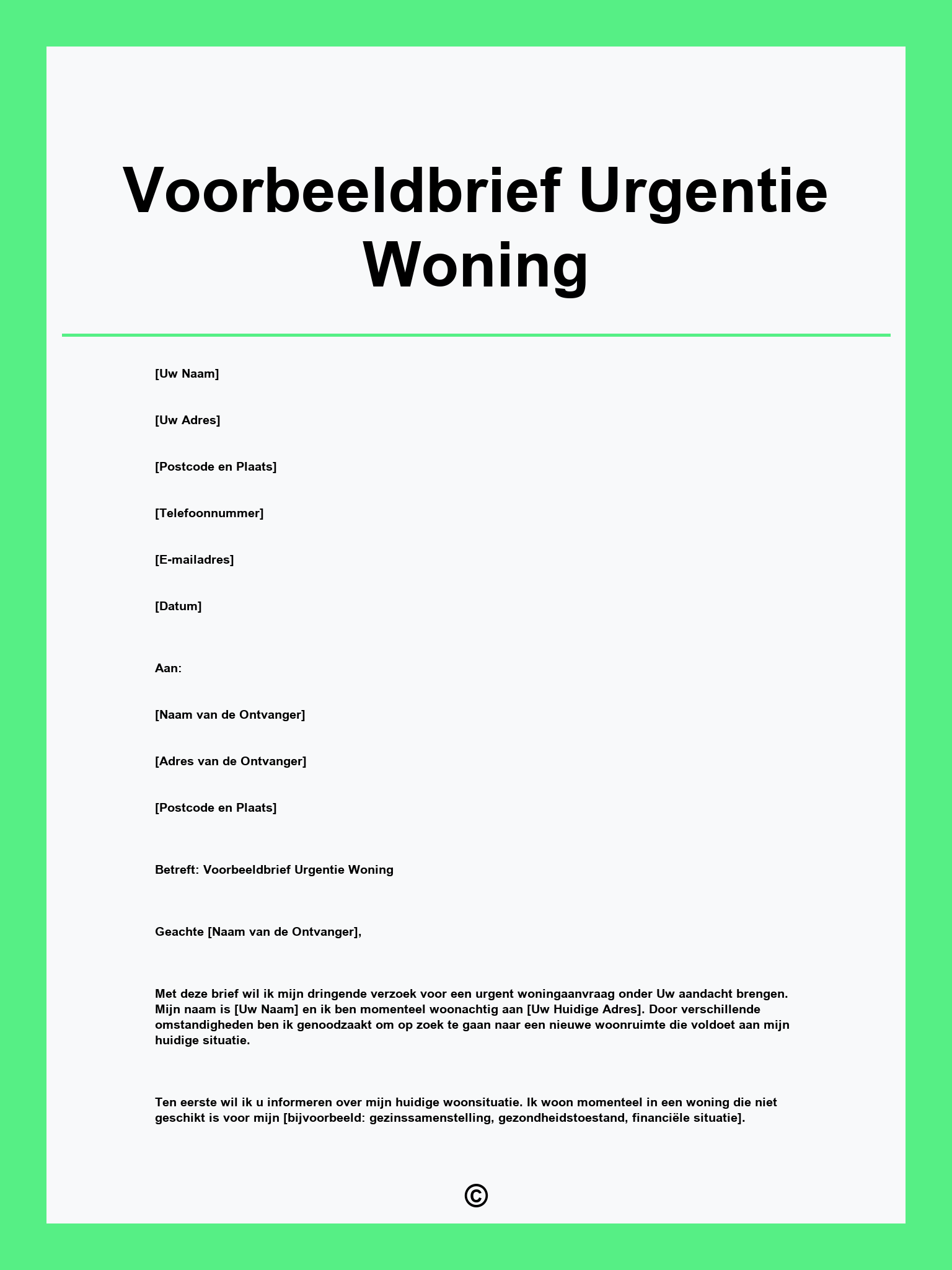 Voorbeeldbrief Urgentie Woning