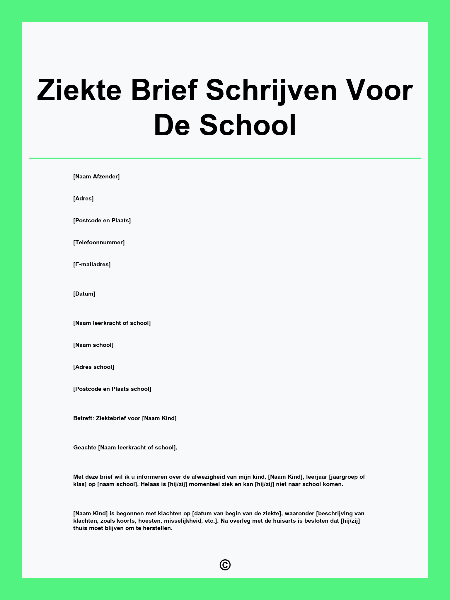 Ziekte Brief Schrijven Voor De School